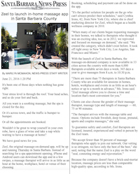 Zeel Massage On Demand in Santa Barbara News-Press, Zeel to launch in-home massage app in Santa Barbara County